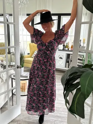 FINAL SALE Floral Puff-Sleeve Dress