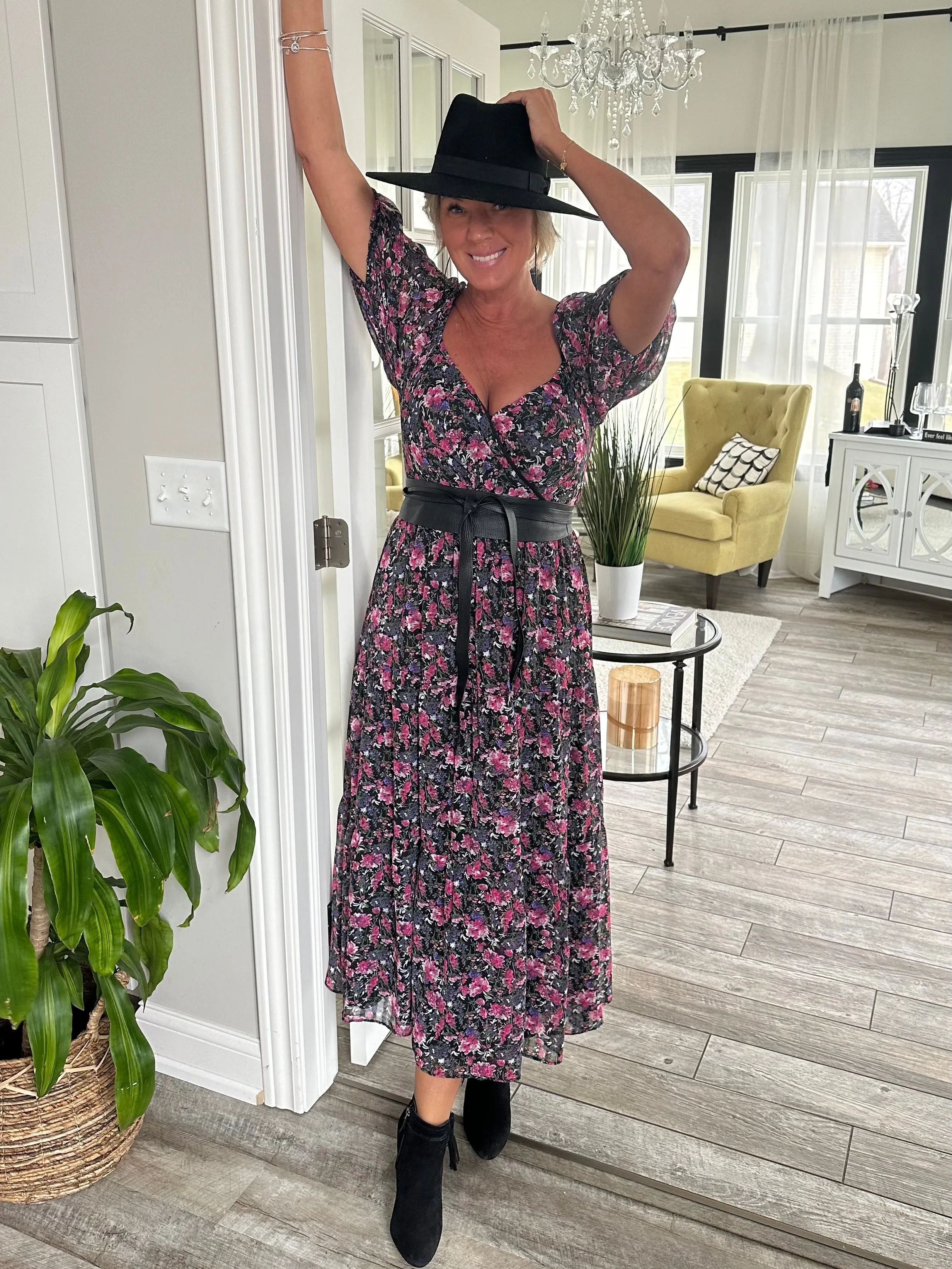 FINAL SALE Floral Puff-Sleeve Dress