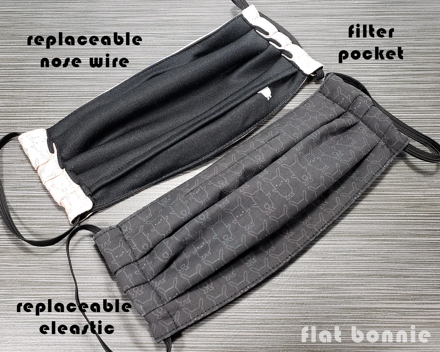 Flat Bonnie Face Mask - Pleated Style