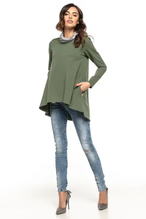Floral Turtleneck Tunic With Pockets