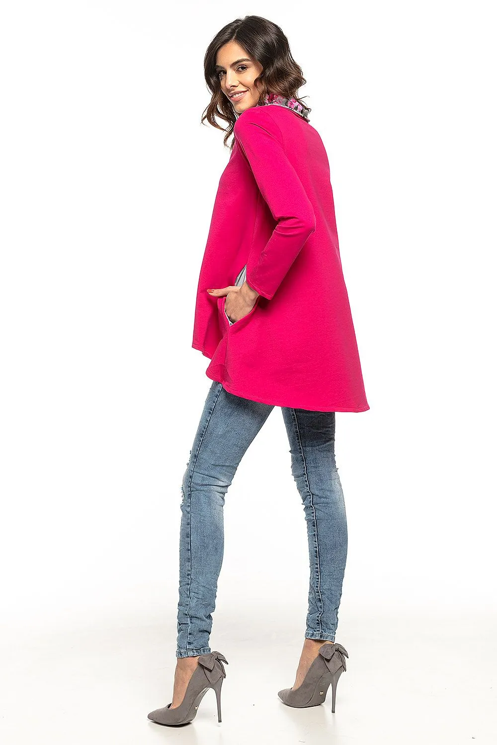 Floral Turtleneck Tunic With Pockets