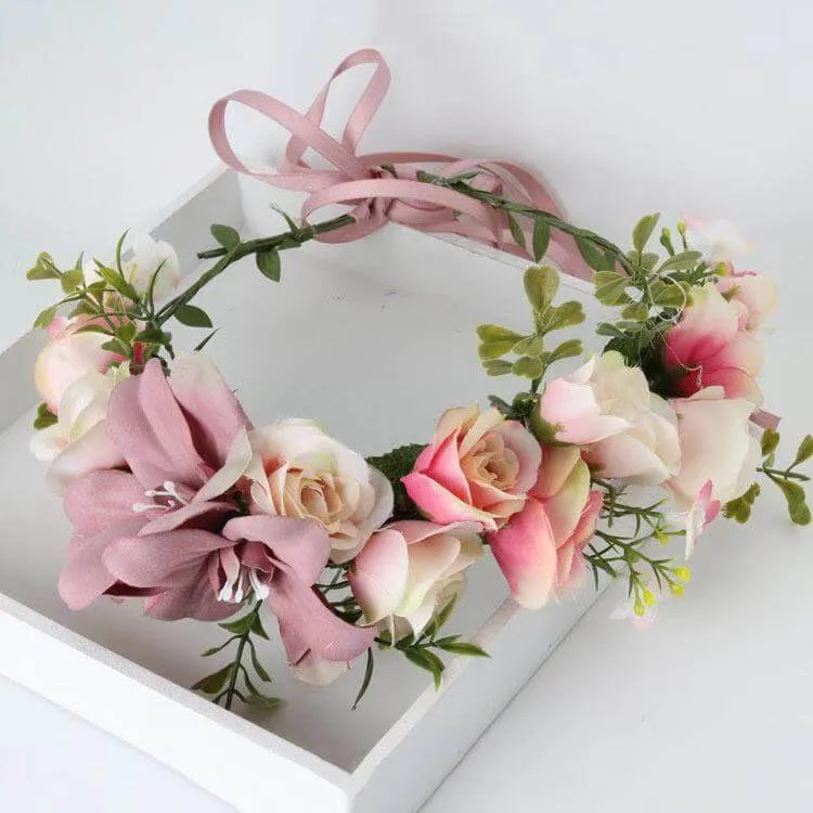 Flower Waist Sash / Head Piece - Pink Blooms