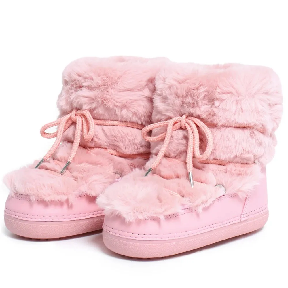 Fluffy Fur Boots – Fashion Sexy Faux Fox Fur Snow Boots, Ladies Furry Warm Cotton Boots, Outdoor Ski Boots for Winter