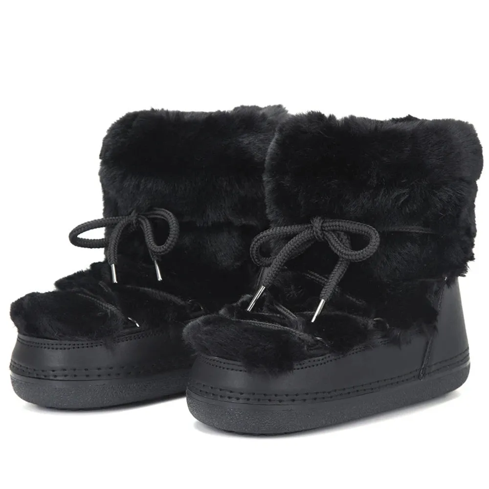 Fluffy Fur Boots – Fashion Sexy Faux Fox Fur Snow Boots, Ladies Furry Warm Cotton Boots, Outdoor Ski Boots for Winter
