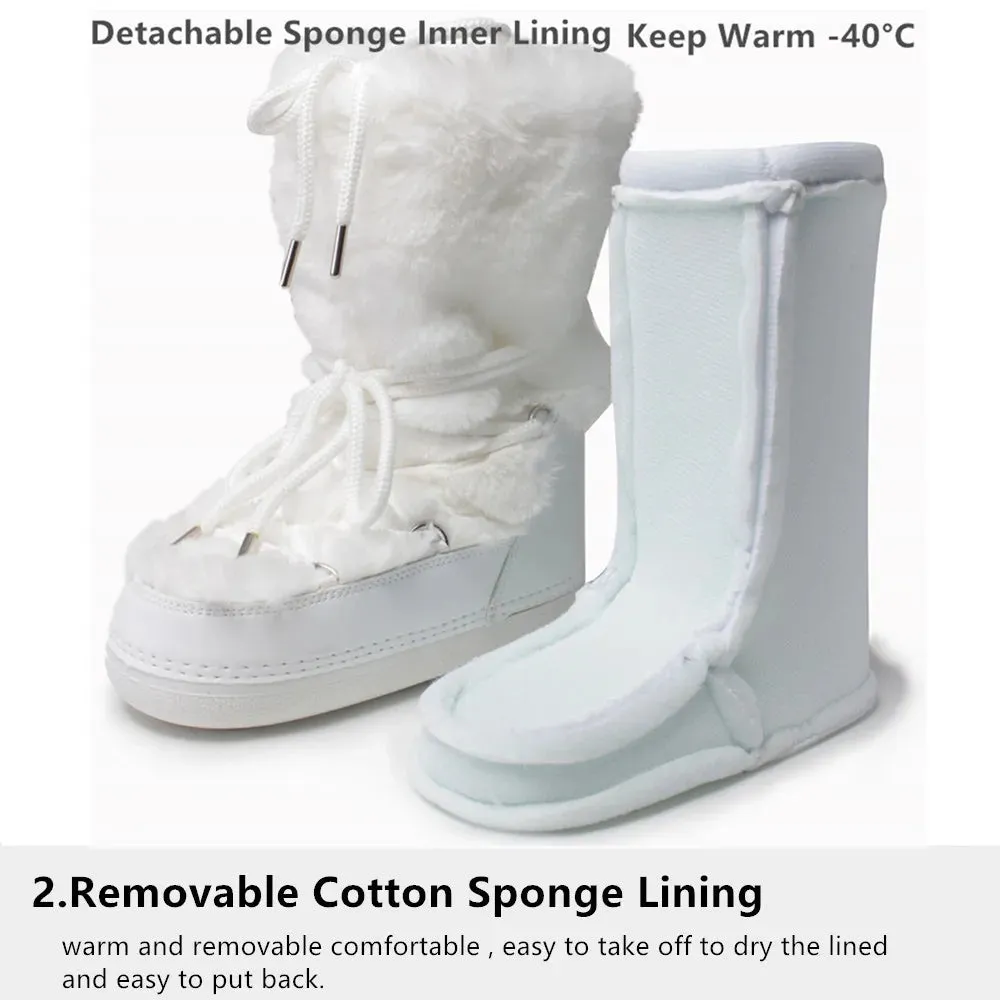 Fluffy Fur Boots – Fashion Sexy Faux Fox Fur Snow Boots, Ladies Furry Warm Cotton Boots, Outdoor Ski Boots for Winter