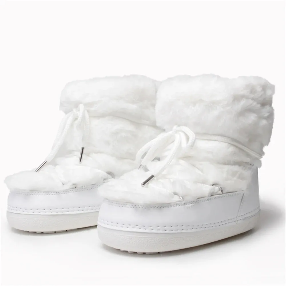 Fluffy Fur Boots – Fashion Sexy Faux Fox Fur Snow Boots, Ladies Furry Warm Cotton Boots, Outdoor Ski Boots for Winter