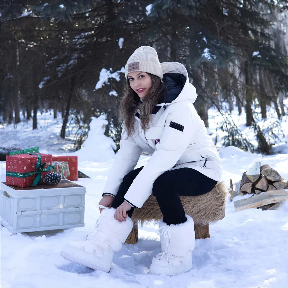 Fluffy Fur Boots – Fashion Sexy Faux Fox Fur Snow Boots, Ladies Furry Warm Cotton Boots, Outdoor Ski Boots for Winter