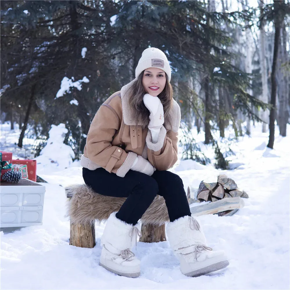 Fluffy Fur Boots – Fashion Sexy Faux Fox Fur Snow Boots, Ladies Furry Warm Cotton Boots, Outdoor Ski Boots for Winter