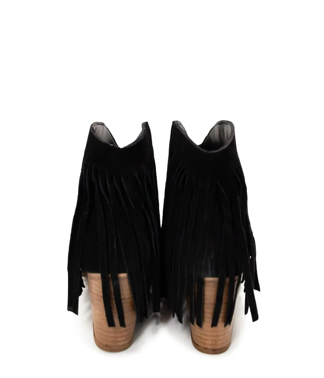 Fringe Bootie in Black Suede