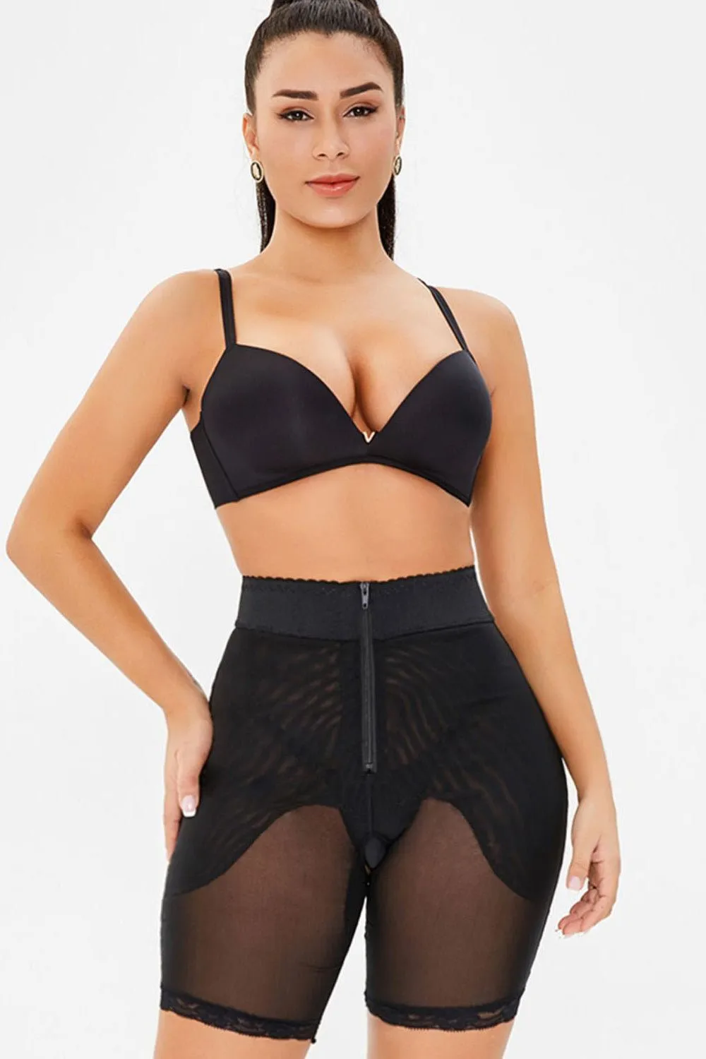 Full Size High-Waisted Lace Trim Shaping Shorts