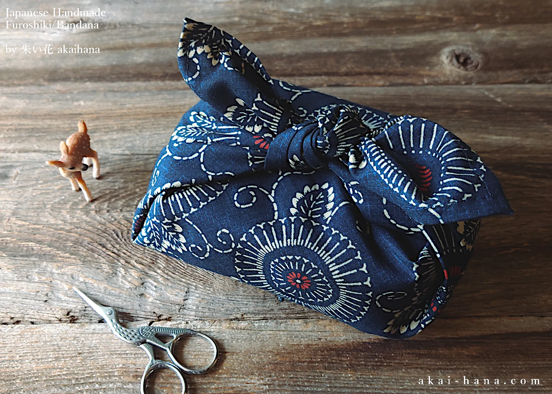 Furoshiki Reusable Fabric Wrap, Bandana, Kikukarakusa ⦿fsjf0036