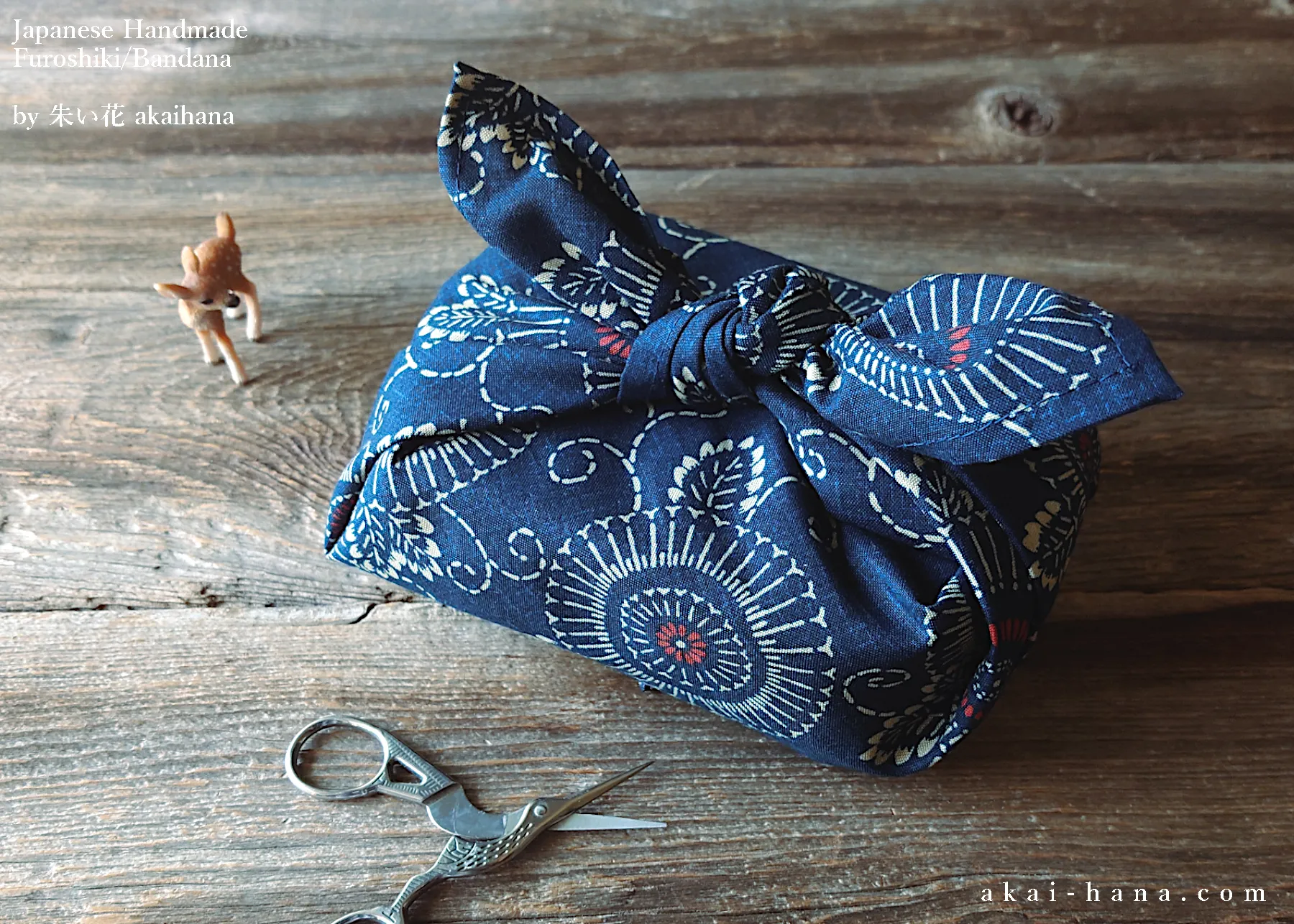Furoshiki Reusable Fabric Wrap, Bandana, Kikukarakusa ⦿fsjf0036