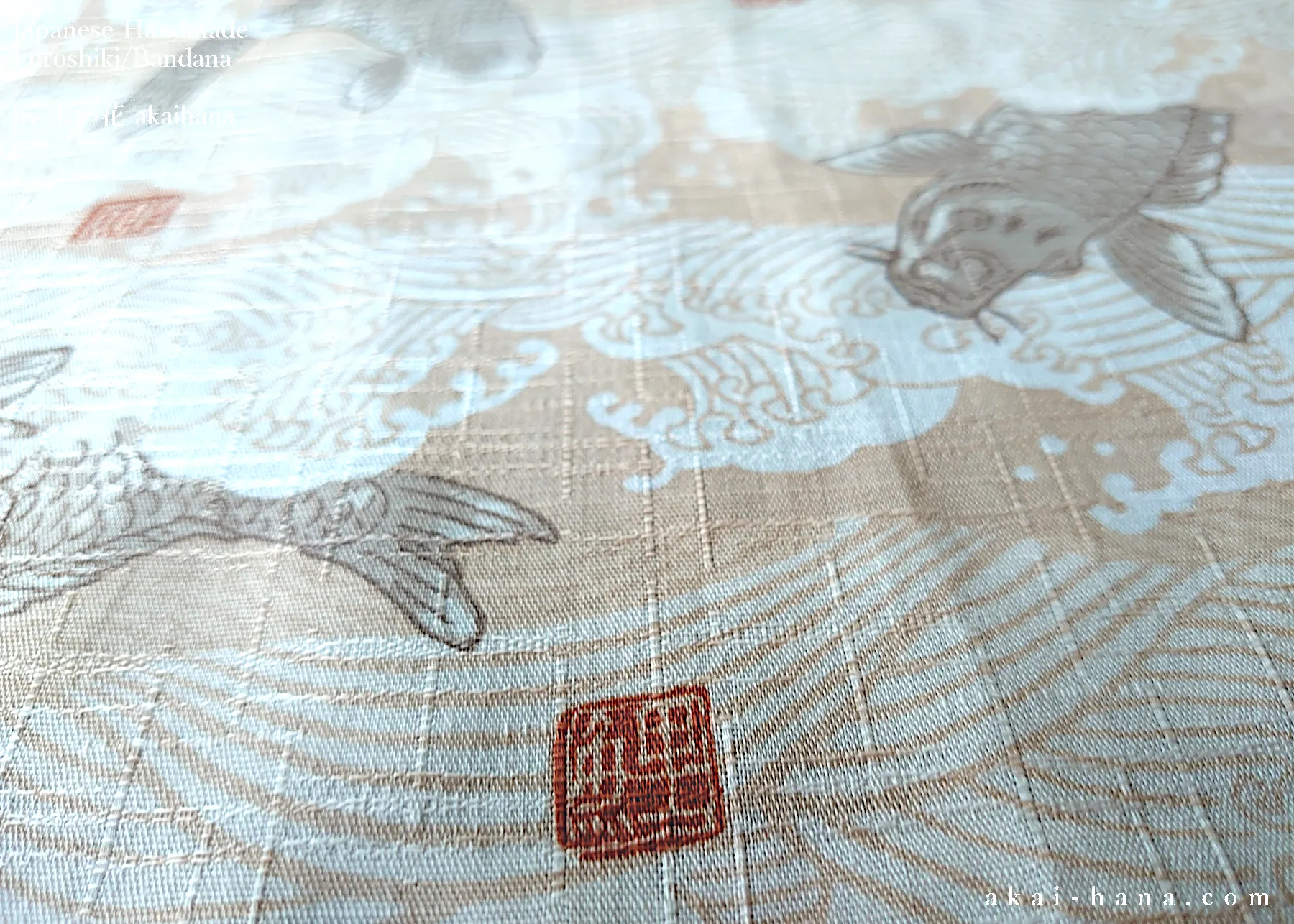 Furoshiki Reusable Fabric Wrap, Bandana, Koi Carp ⦿fsjf0020