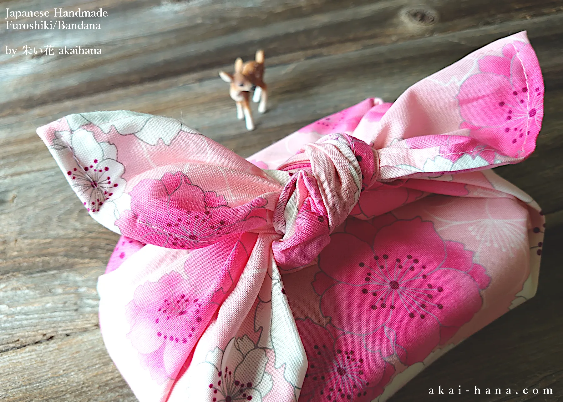 Furoshiki Reusable Fabric Wrap, Bandana, SAKURA Pink ⦿fsjf0008