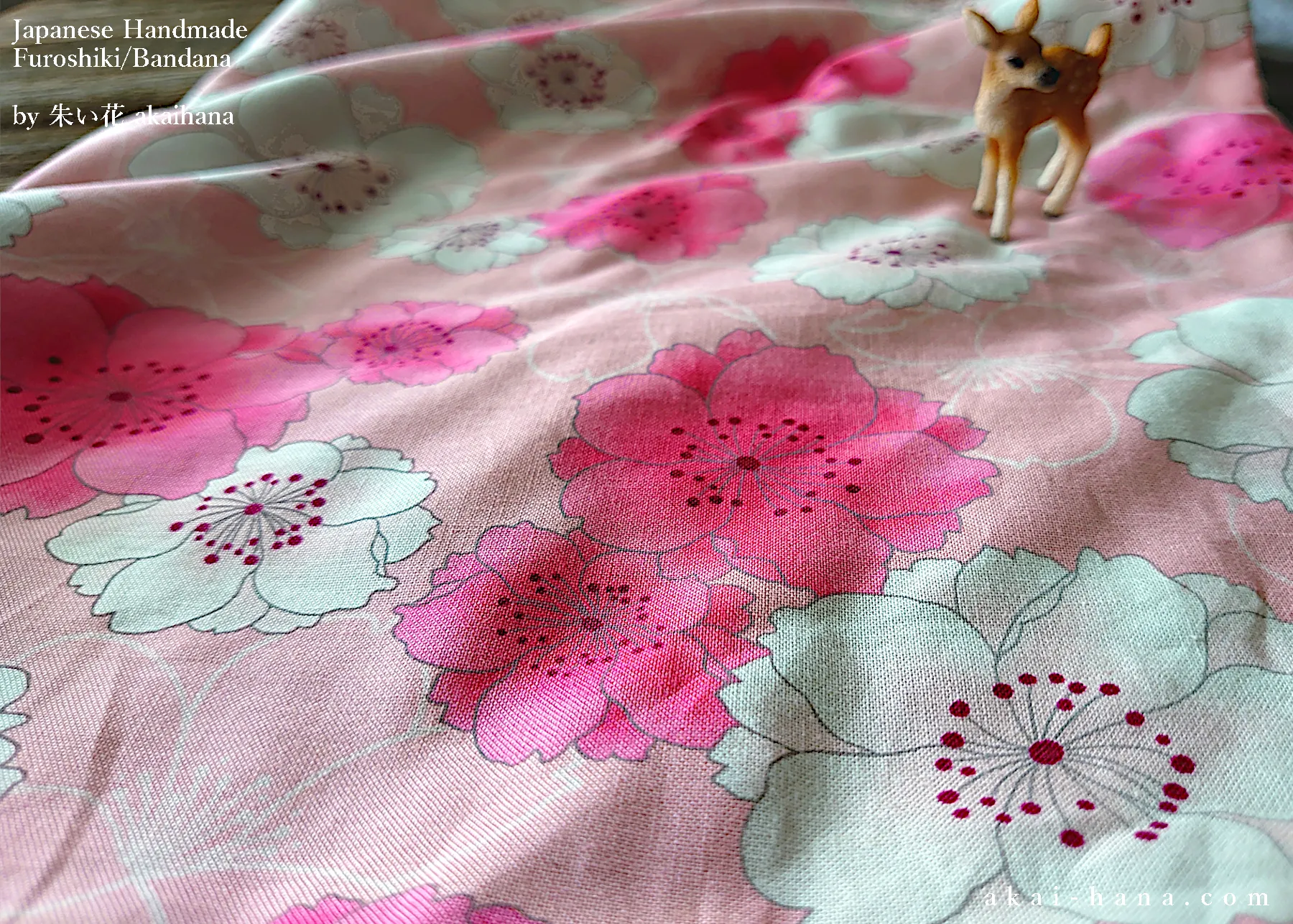 Furoshiki Reusable Fabric Wrap, Bandana, SAKURA Pink ⦿fsjf0008