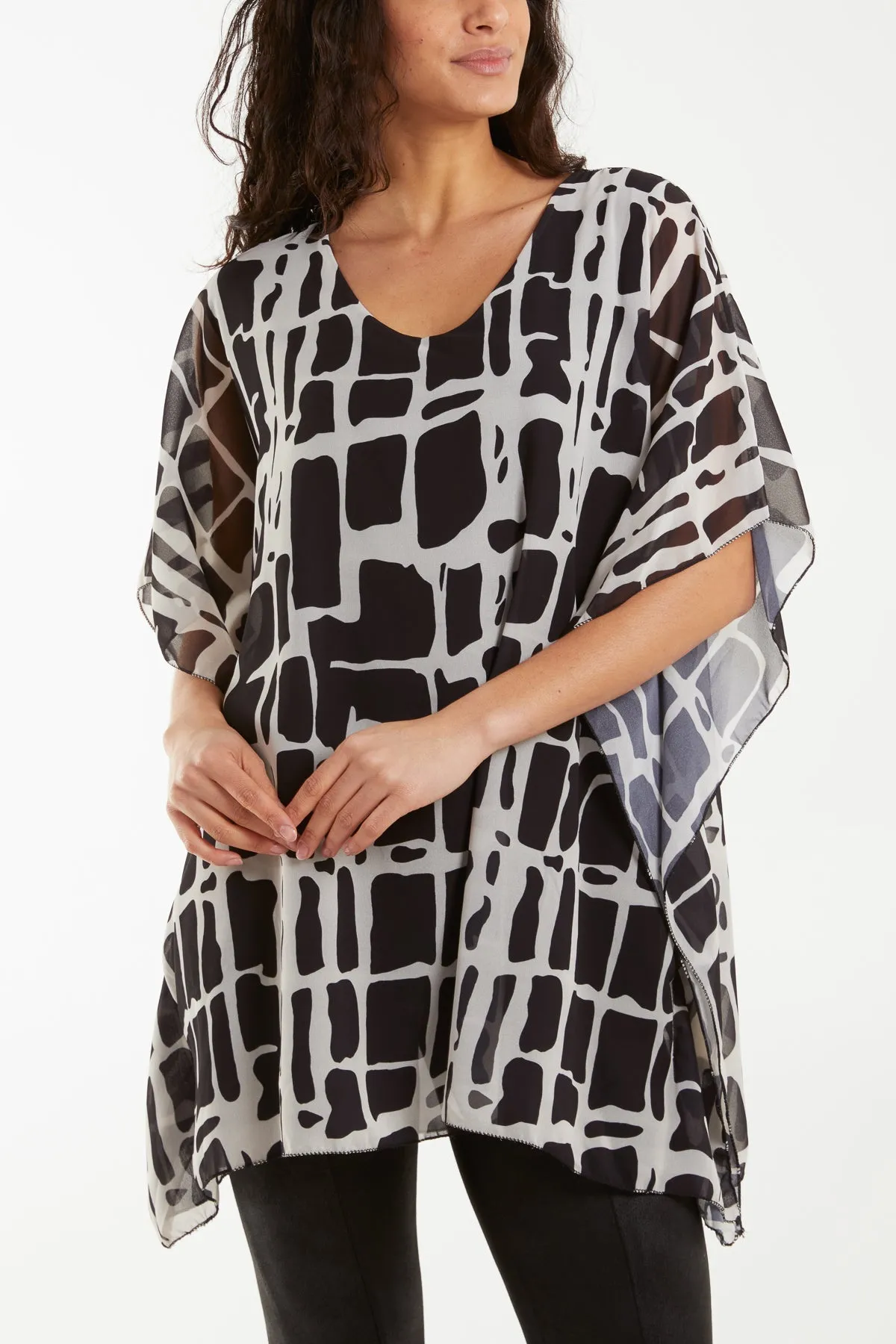Geometric Print Double Layer Tunic