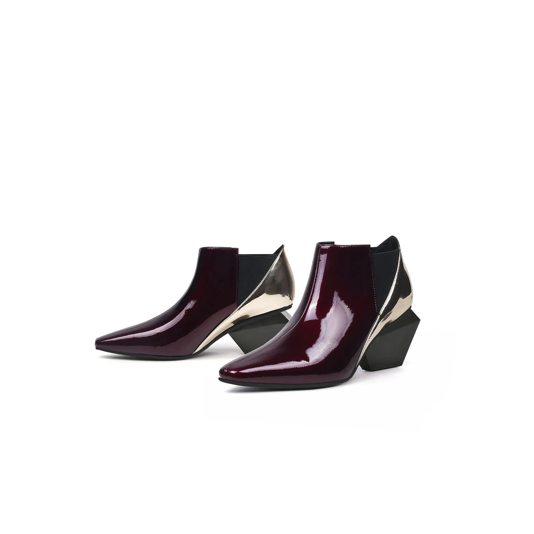 Geometry-Heel Leather Ankle Boot Rasin