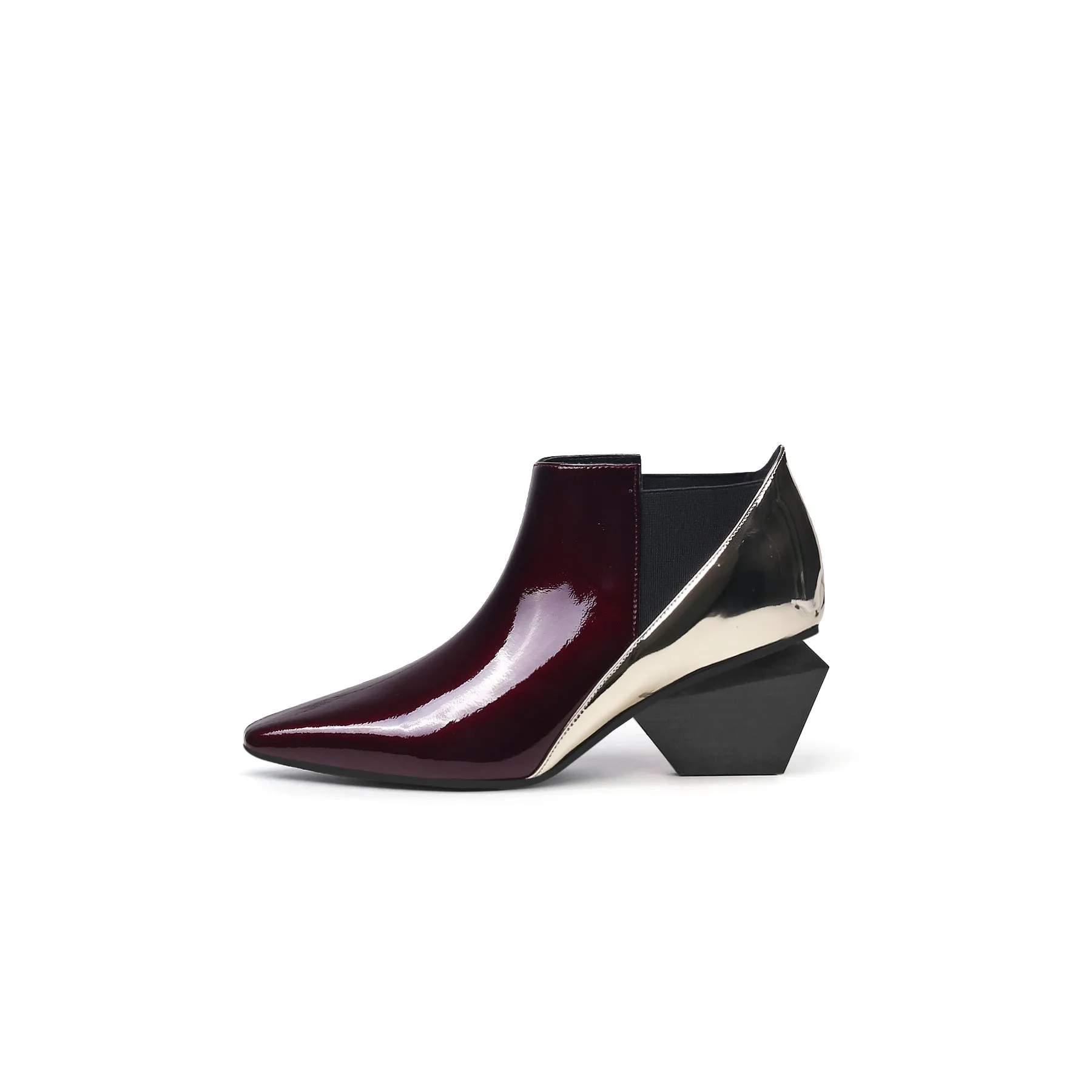 Geometry-Heel Leather Ankle Boot Rasin