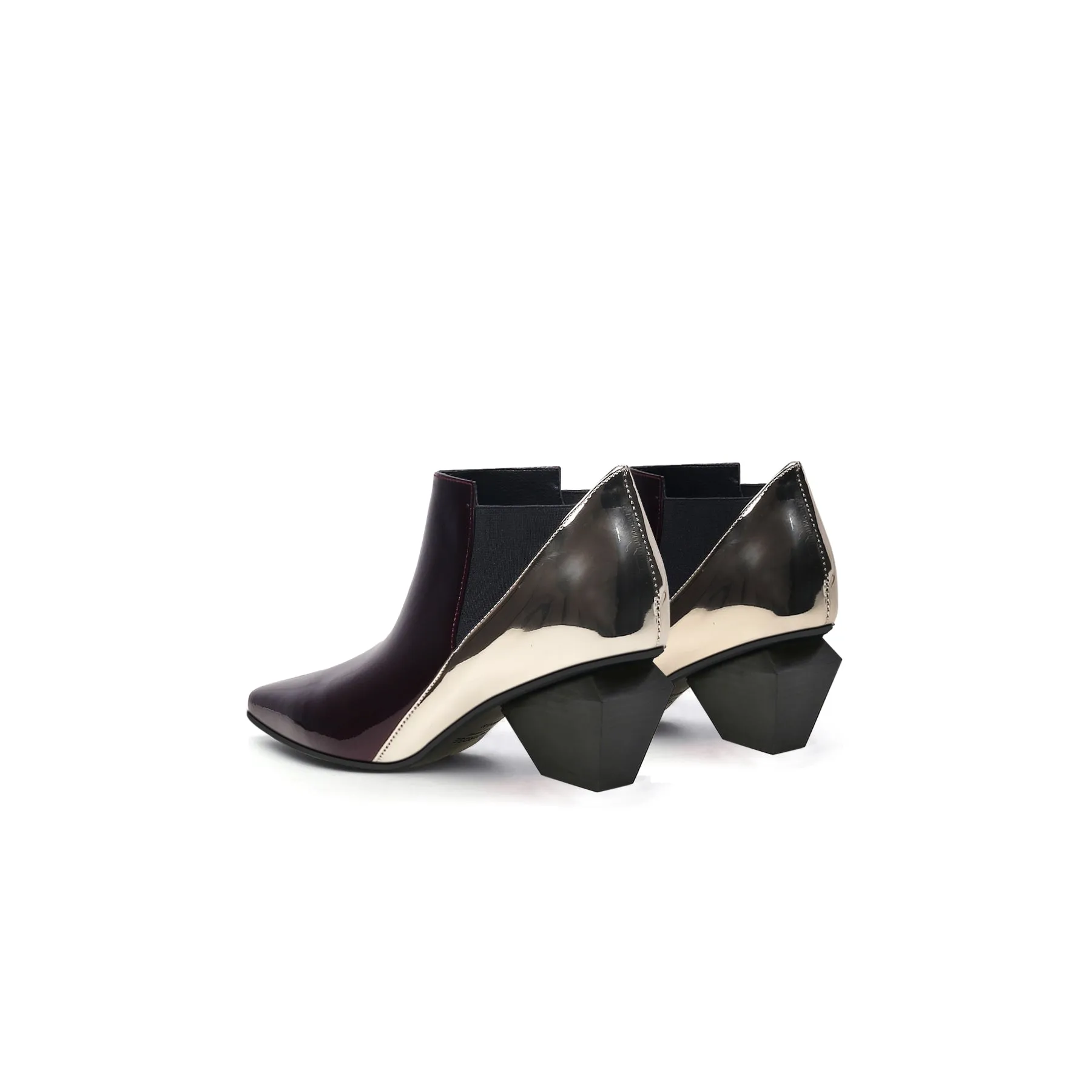 Geometry-Heel Leather Ankle Boot Rasin