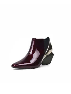 Geometry-Heel Leather Ankle Boot Rasin
