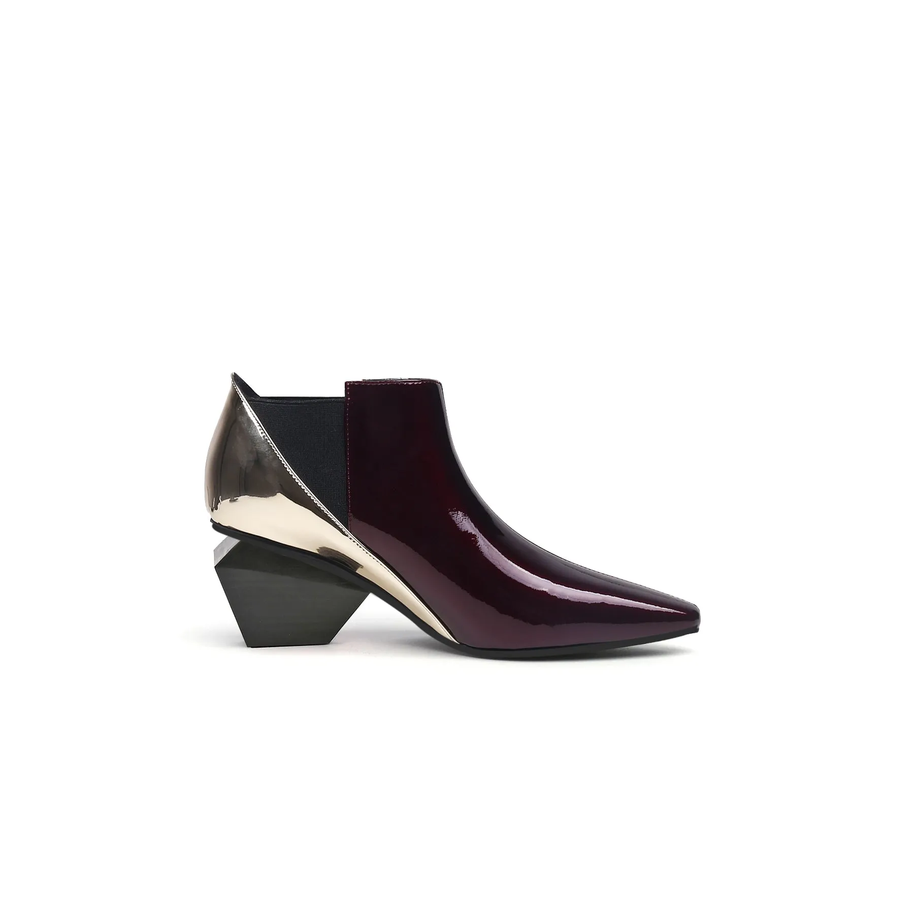 Geometry-Heel Leather Ankle Boot Rasin