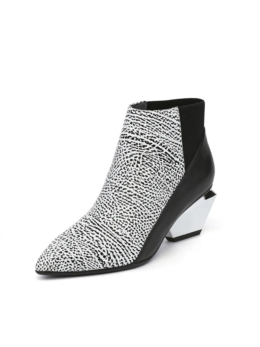 Geometry-Heel Leather Ankle Boot