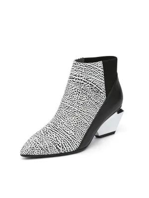 Geometry-Heel Leather Ankle Boot