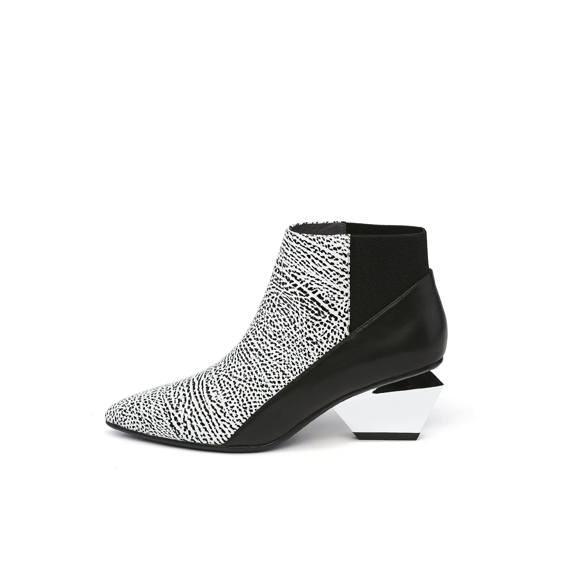 Geometry-Heel Leather Ankle Boot