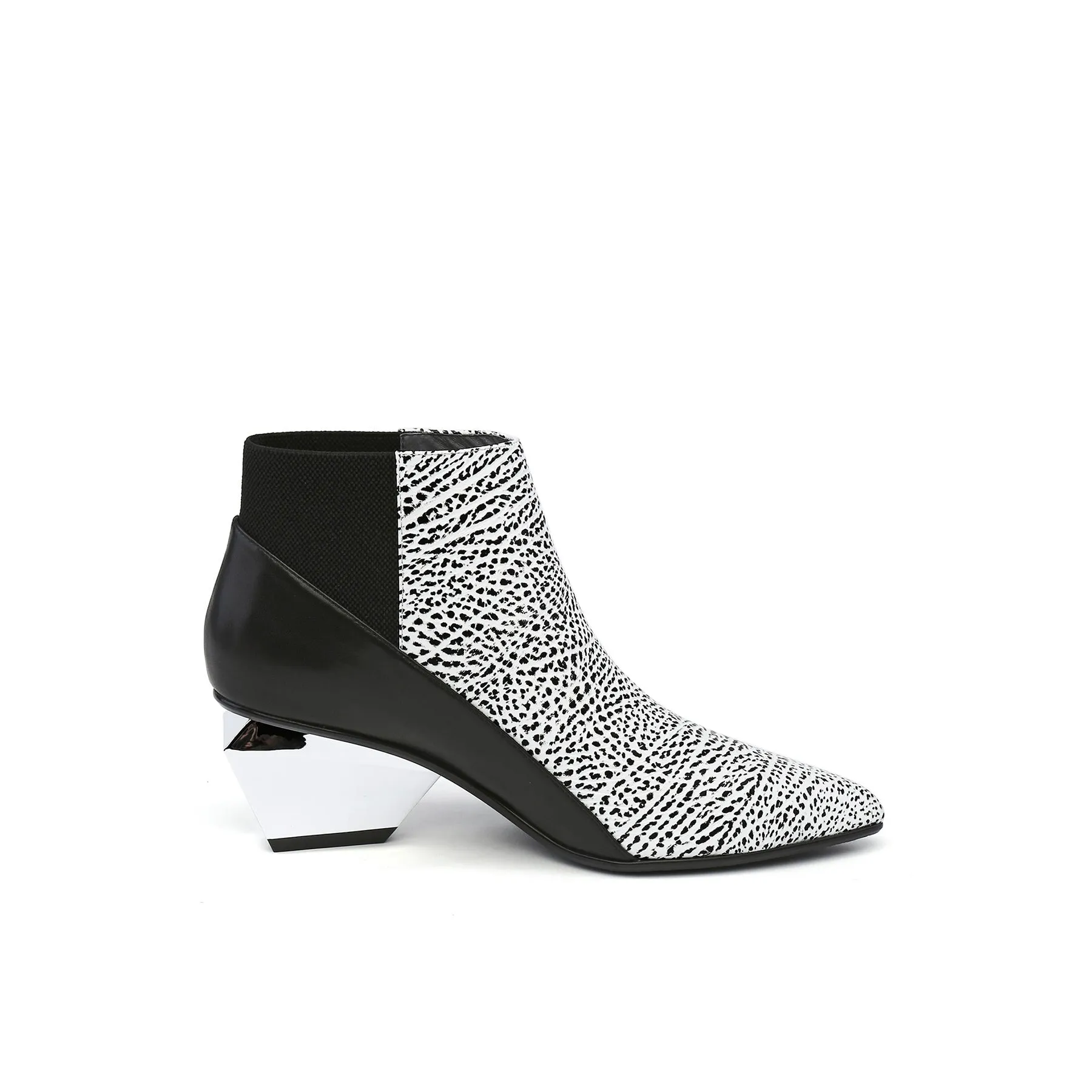Geometry-Heel Leather Ankle Boot