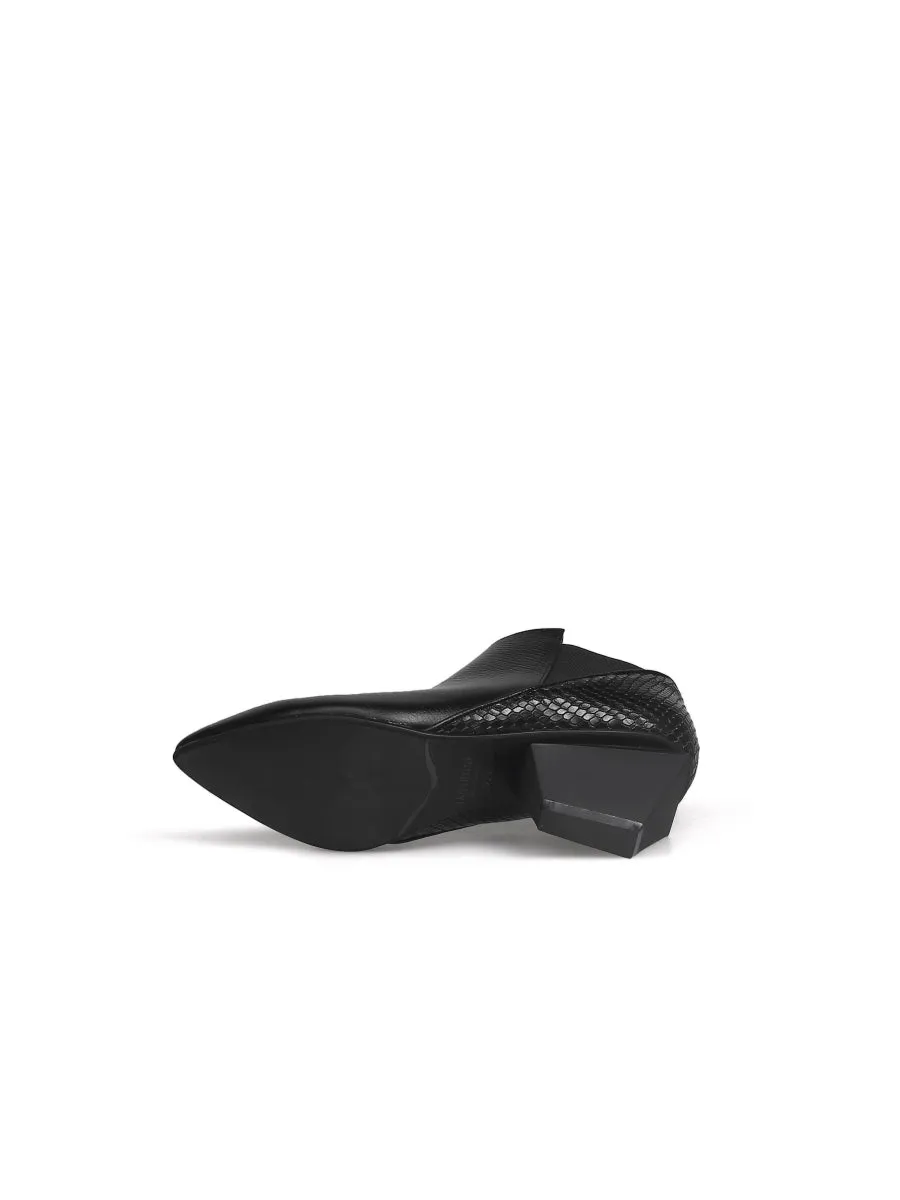 Geometry-Heel Textile Contrast Black Leather Ankle Boots