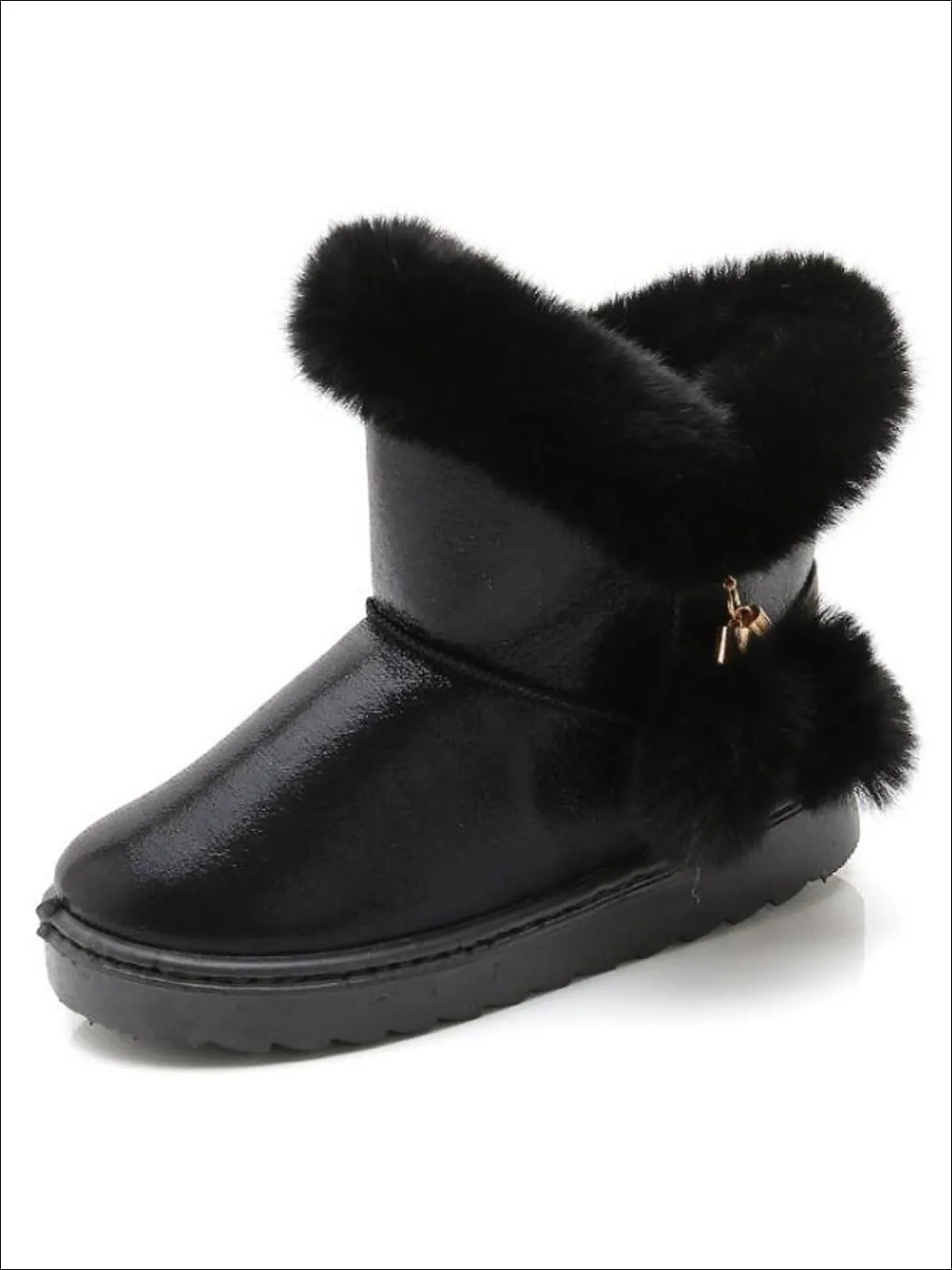 Girls Metallic Faux Fur Trimmed Winter Booties By Liv and Mia