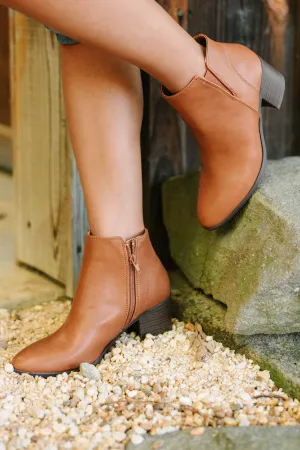 Give You A Try Cognac Brown Booties