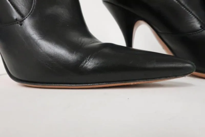 Givenchy Infinity Ankle Boots Black Layered Leather Size 37 Pointed Toe Booties