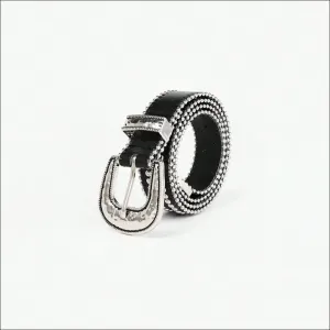 Glamorous Studded Rhinestone PU Leather Belt