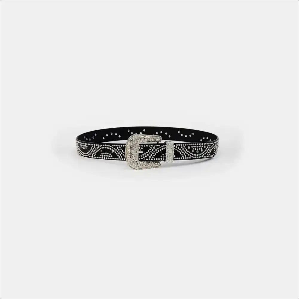 Glamorous Studded Rhinestone PU Leather Belt