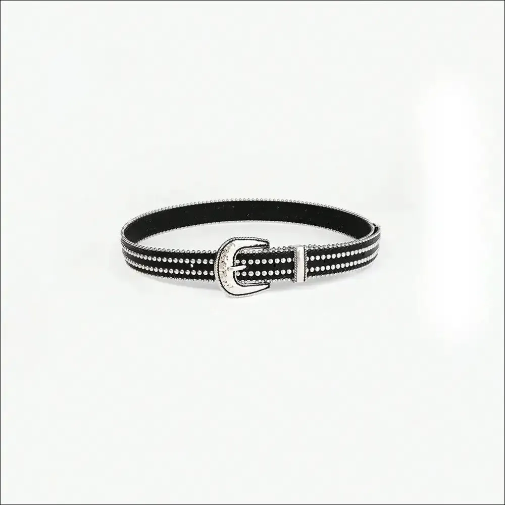 Glamorous Studded Rhinestone PU Leather Belt