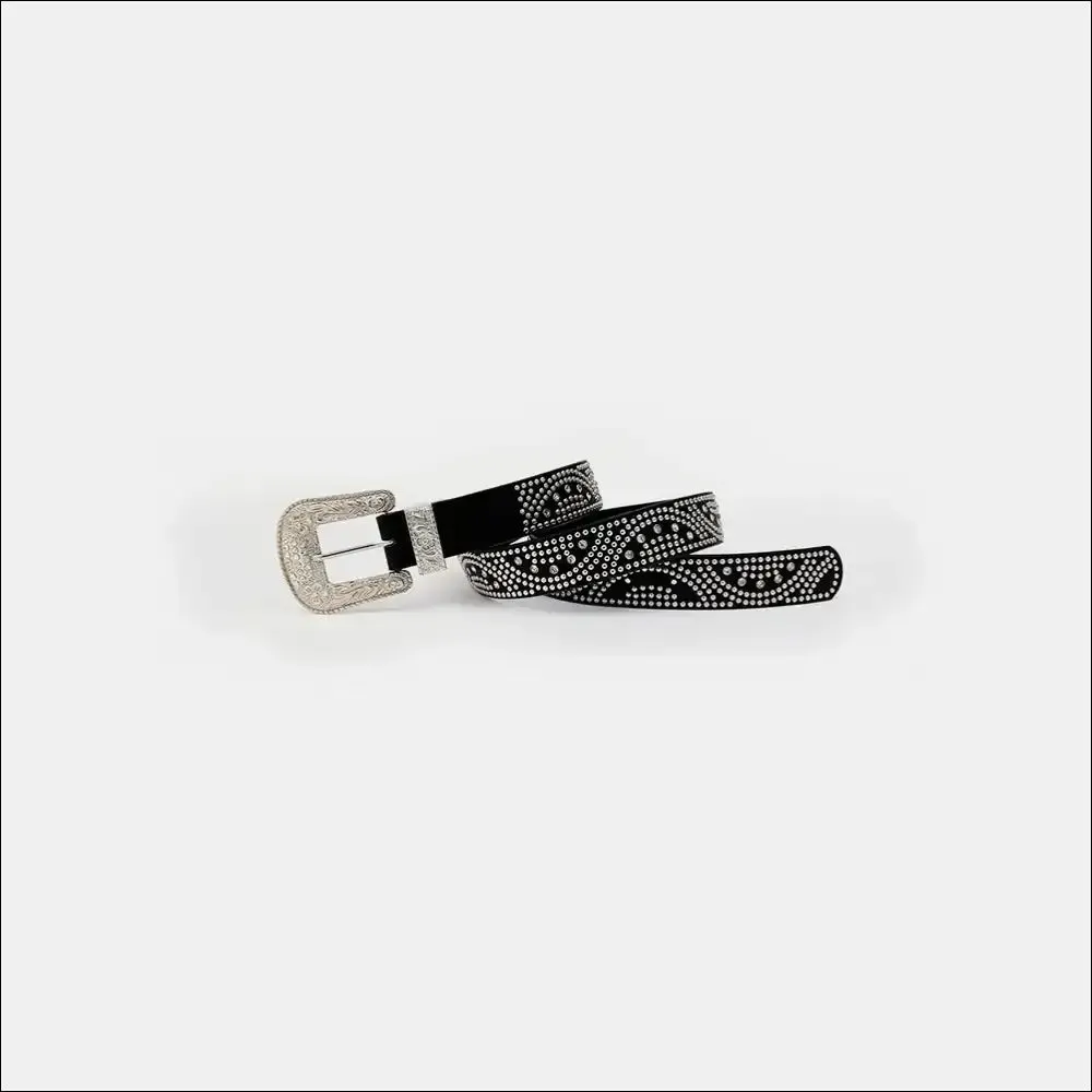 Glamorous Studded Rhinestone PU Leather Belt