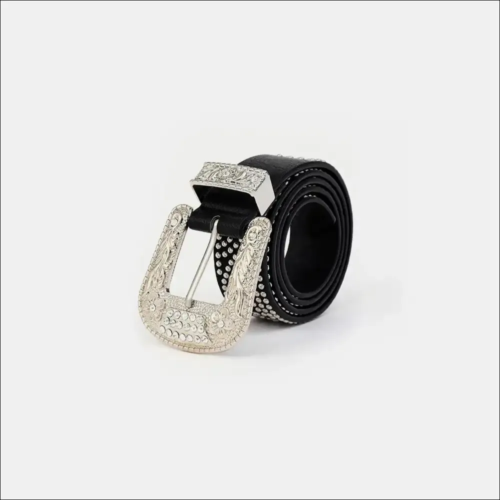 Glamorous Studded Rhinestone PU Leather Belt