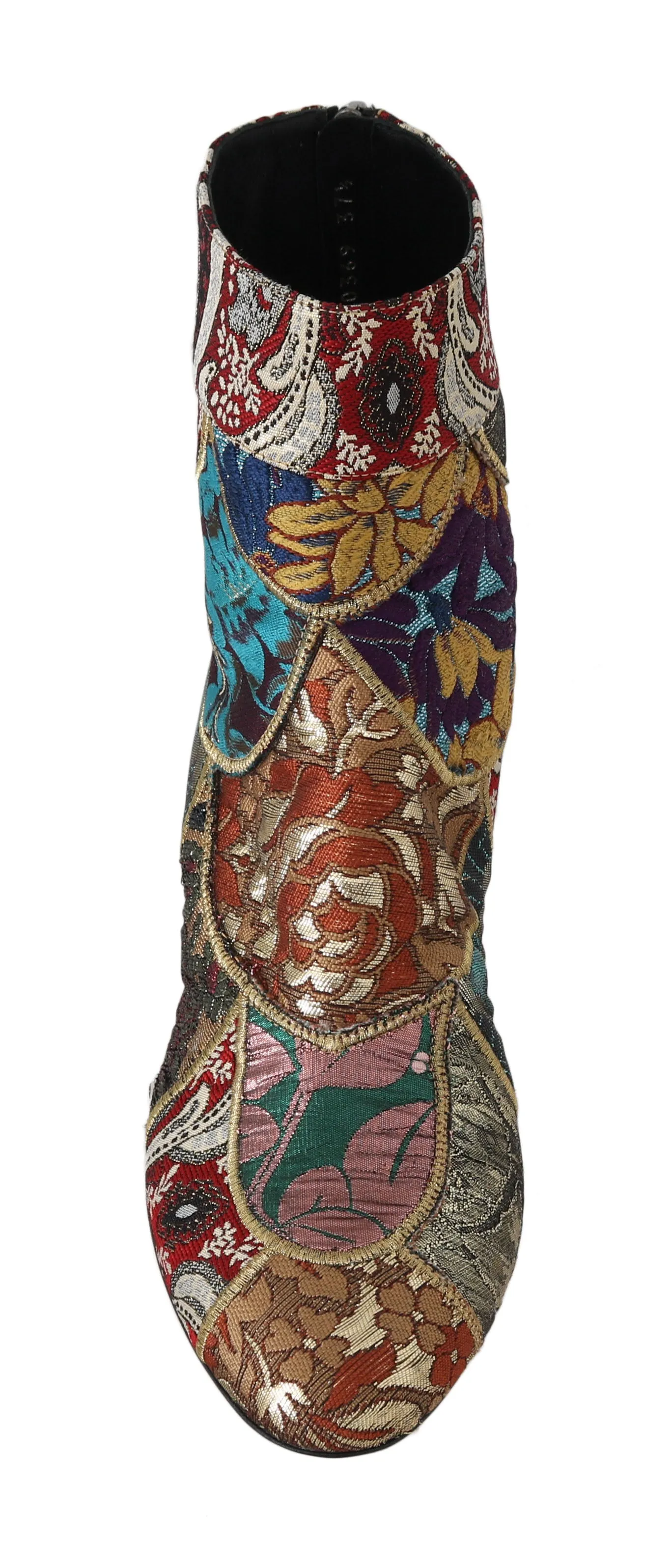 Gold Jacquard Patterned Ankle Boots