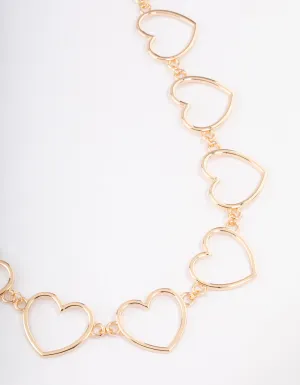 Gold Large Open Heart Waist Chain