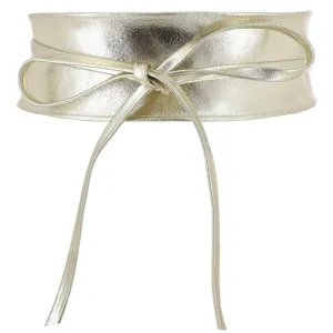 Gold Leather Wrap Around Waist Belt
