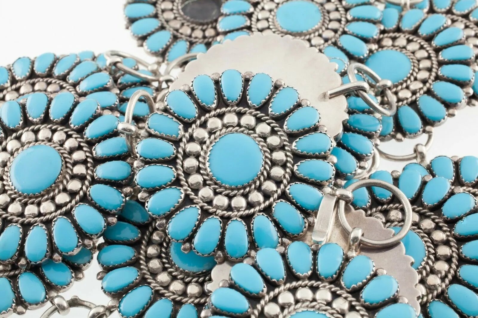 Gorgeous Sterling Silver Turquoise Concho Belt Signed HDS Great Piece!