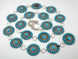 Gorgeous Sterling Silver Turquoise Concho Belt Signed HDS Great Piece!