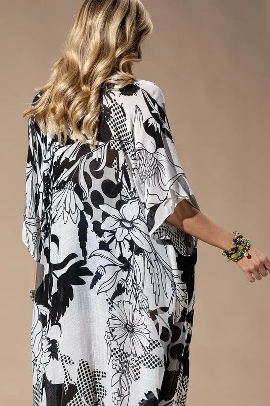 Gray Printed Kimono