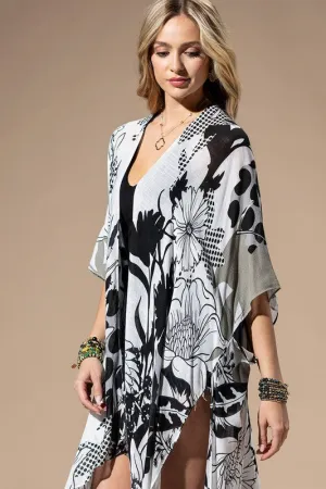 Gray Printed Kimono