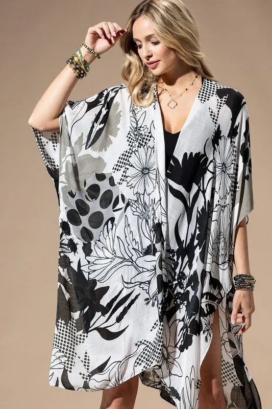 Gray Printed Kimono