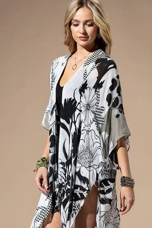 Gray Printed Kimono