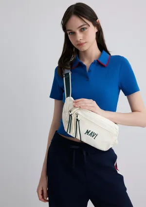 Green Detailed White Belt Bag