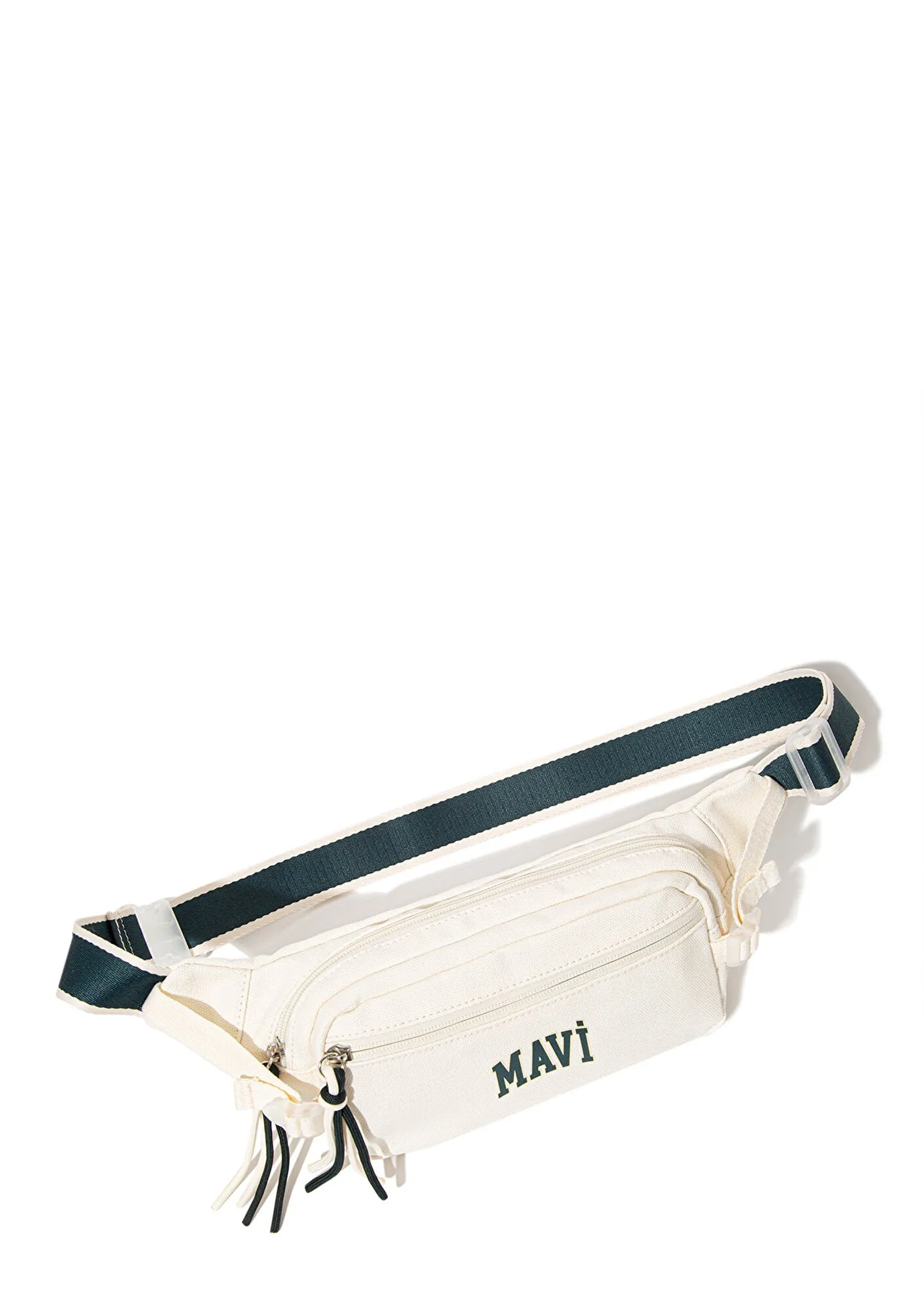 Green Detailed White Belt Bag