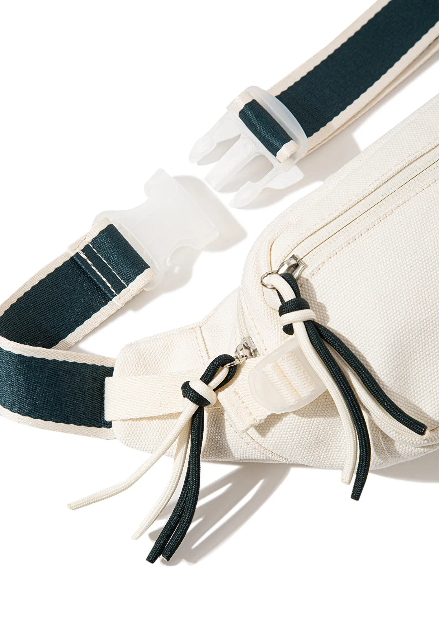 Green Detailed White Belt Bag